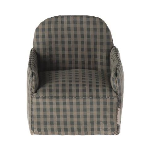 Maileg Chair, Mouse - Green Checker Dollhouses and Access. Maileg   