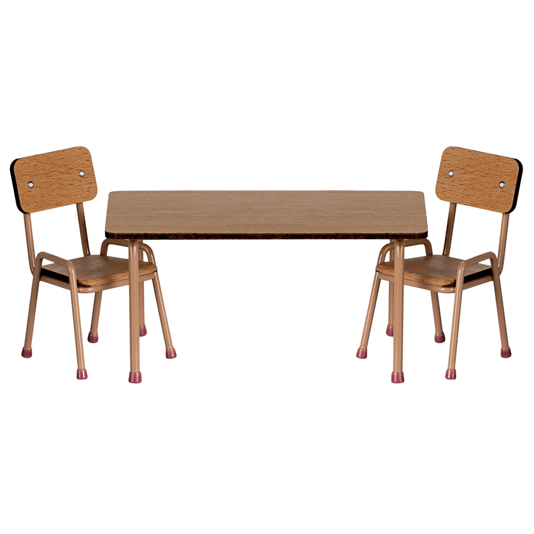 Maileg Table and chair set, Mouse - Dark powder Dollhouses and Access. Maileg