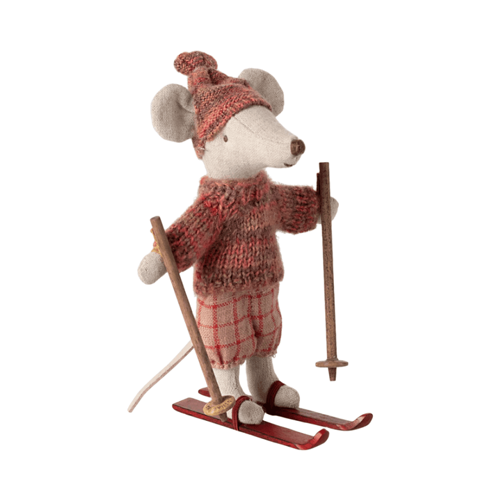 Maileg Winter Mouse with Ski Set Big Sister, Rose Dolls Maileg   