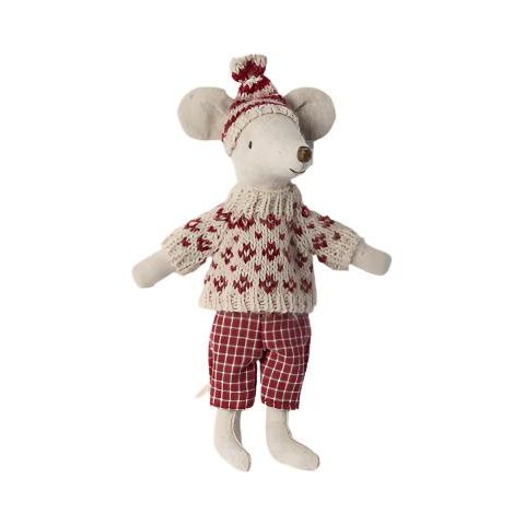 Maileg Winter Mouse with Ski Set Mum - Red Dolls Maileg   