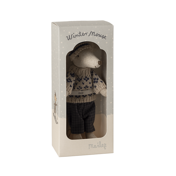 Maileg Winter Mouse with Ski Set Dad - Blue Dolls Maileg   