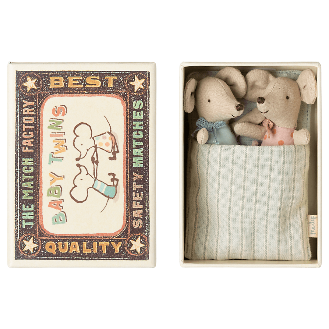 Maileg Twins, Baby mice in matchbox Mice Maileg