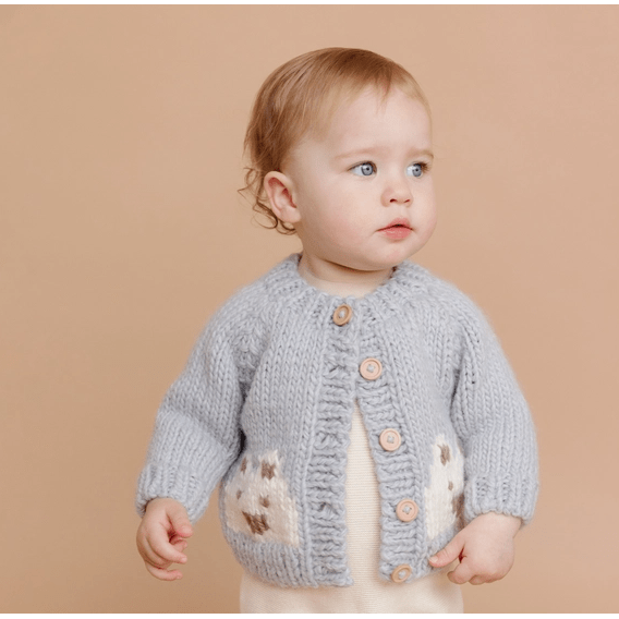 Blueberry Hill Bear Cardigan, Bowie Grey Sweater The Blueberry Hill   