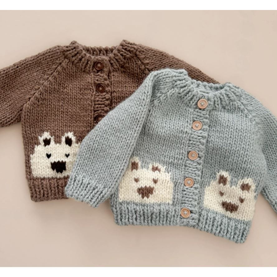 Blueberry Hill Bear Cardigan, Tan Sweater The Blueberry Hill   