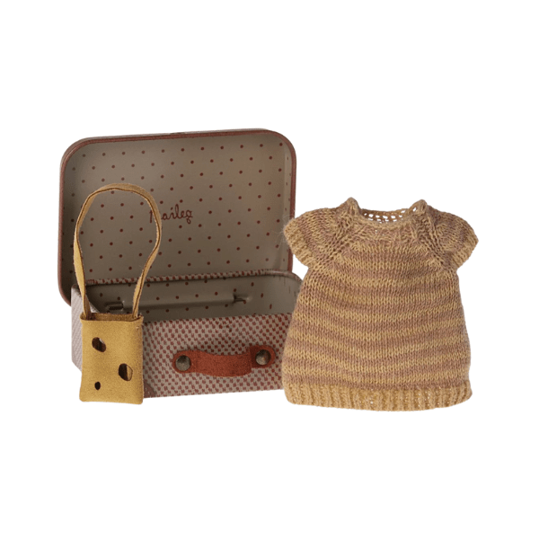 Maileg Knitted Dress & Bag in Suitcase, Mouse - Big Sister Mice Clothing Maileg   