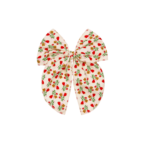 Lou Lou & Company Heirloom Bow Clip- Red Floral Clip Large Hair clip Lou Lou & Company   