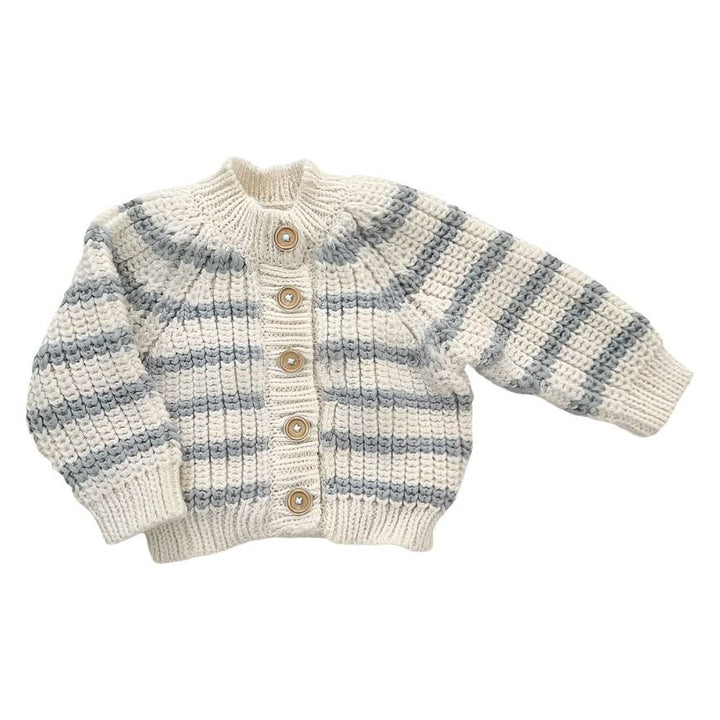 Blueberry Hill Rib Knit Stripe Cardigan, Bowie Grey Sweater The Blueberry Hill