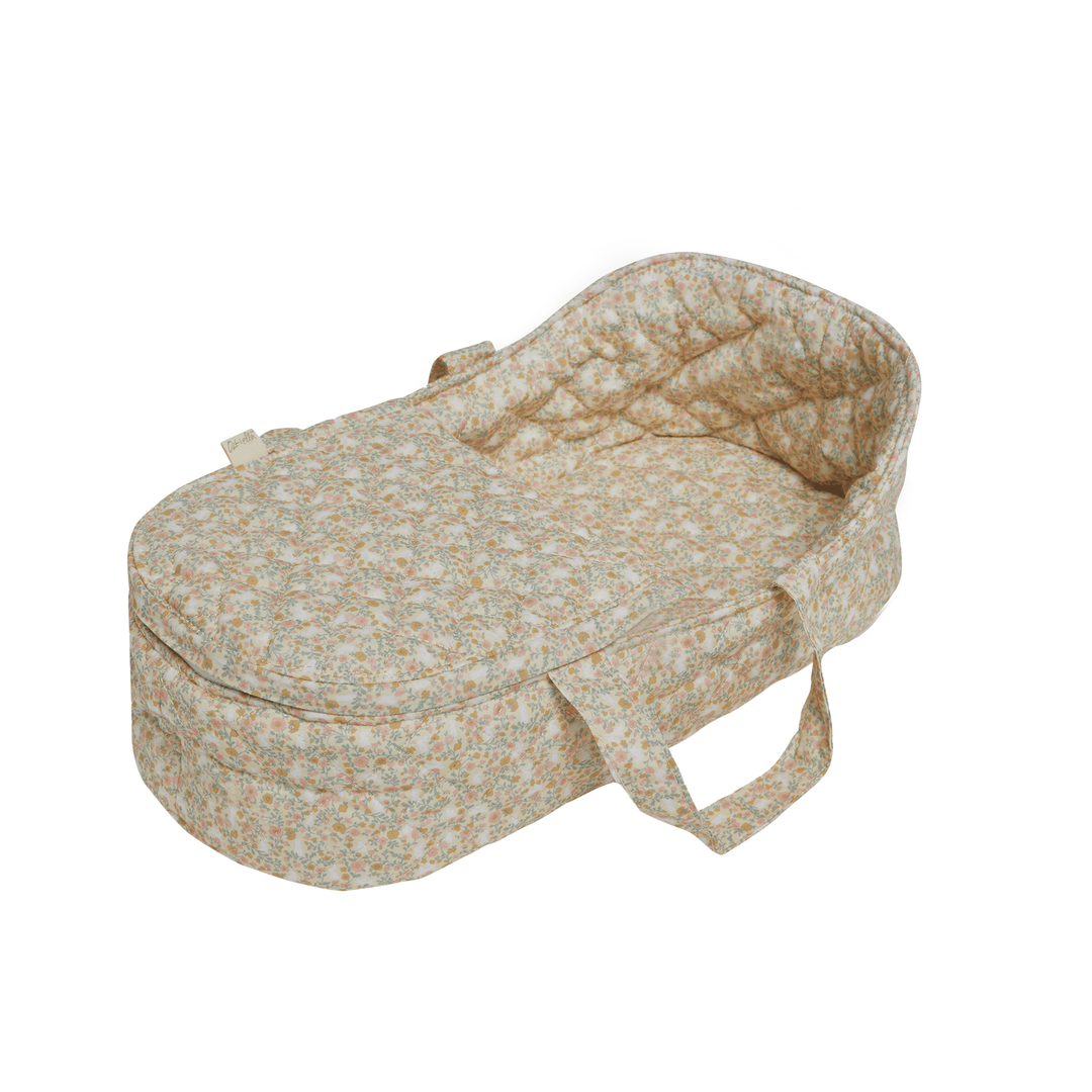 Olli Ella Dinkum Dolls Quilted Carry Cot – Garden floral Dolls Olliella