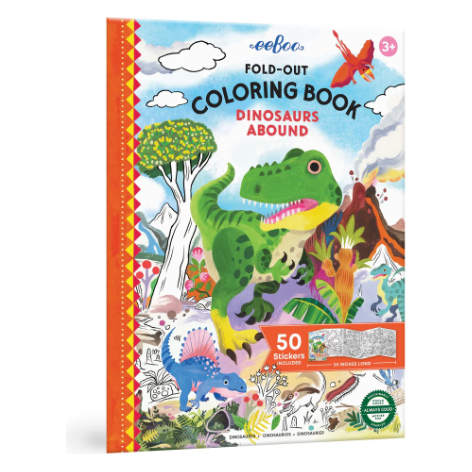 eeBoo Fold-Out Coloring Book - Dinosaurs Abound Coloring Book eeBoo   