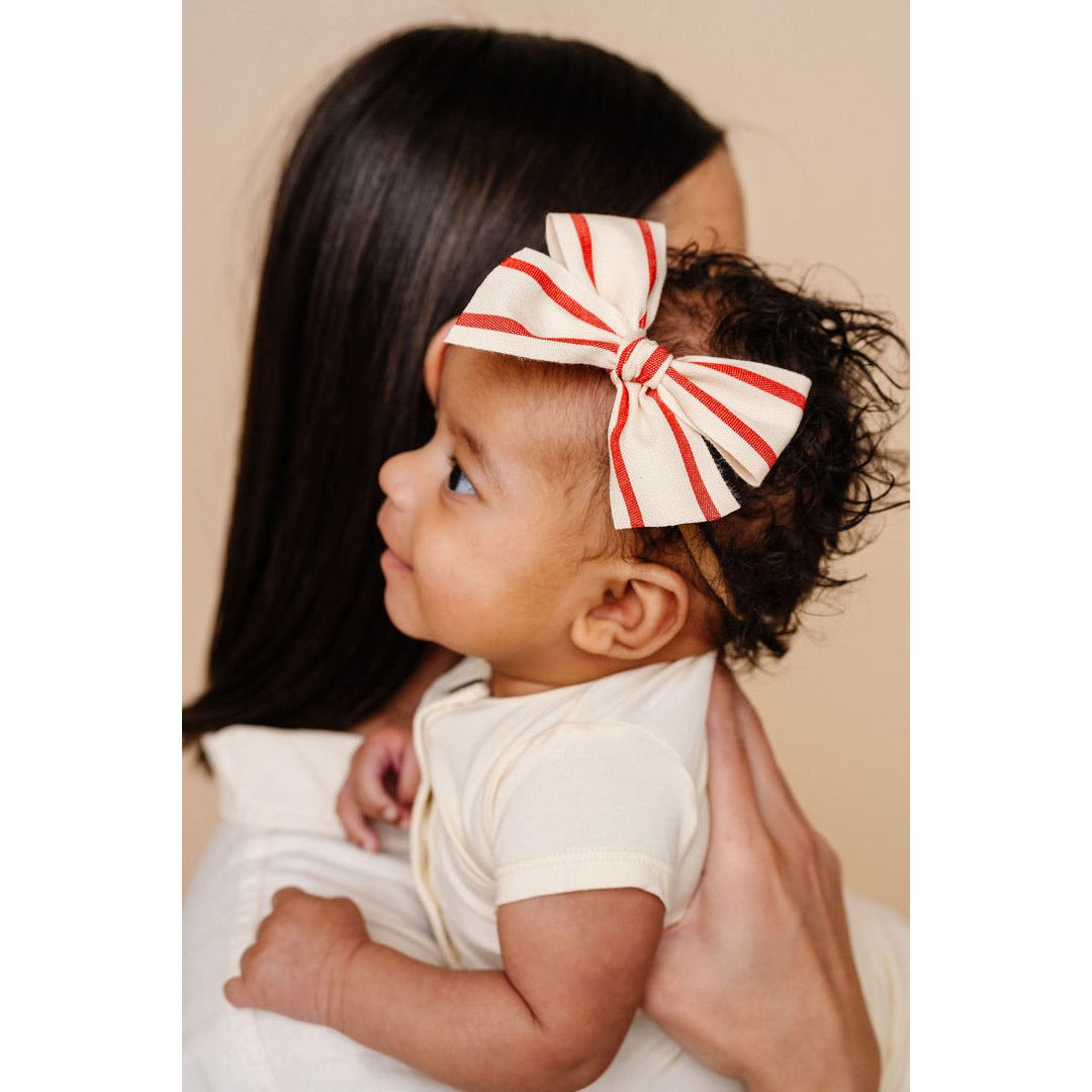 Lou Lou & Company Ribbon Bow Clip- Red Stripe Clip Large Hair clip Lou Lou & Company   