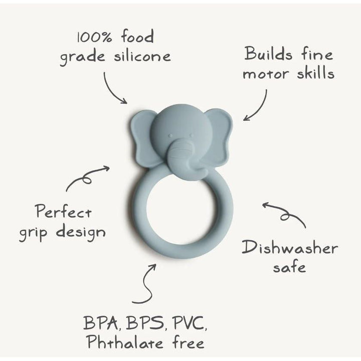 Mushie Elephant Teether Ring Pacifiers and Teething Mushie   