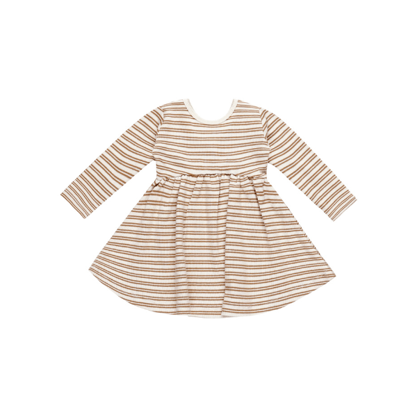 Quincy Mae Ribbed Long Sleeve Dress - Golden Stripe Dresses Quincy Mae   