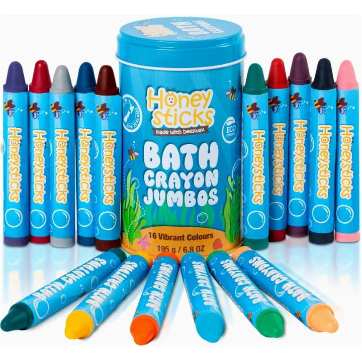 Honeysticks Jumbo Bath Crayons Non Toxic (16 Pack) Bath Time Honeysticks