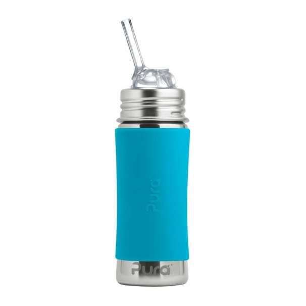 Pura Non-Insulated Kiddo Straw Cup w/ Sleeve - Aqua Bottles & Sippies Pura Stainless