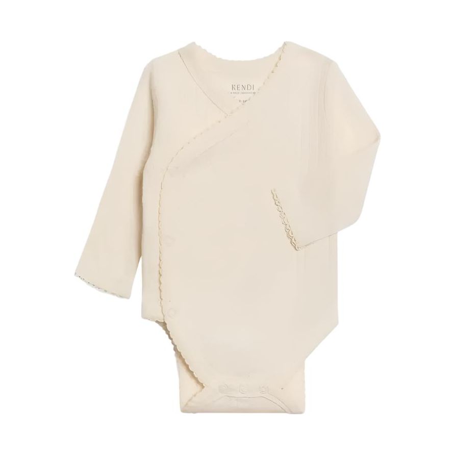 Colored Organics Hilda Pointelle Kimono Bodysuit bodysuit Colored Organics NB Ivory 