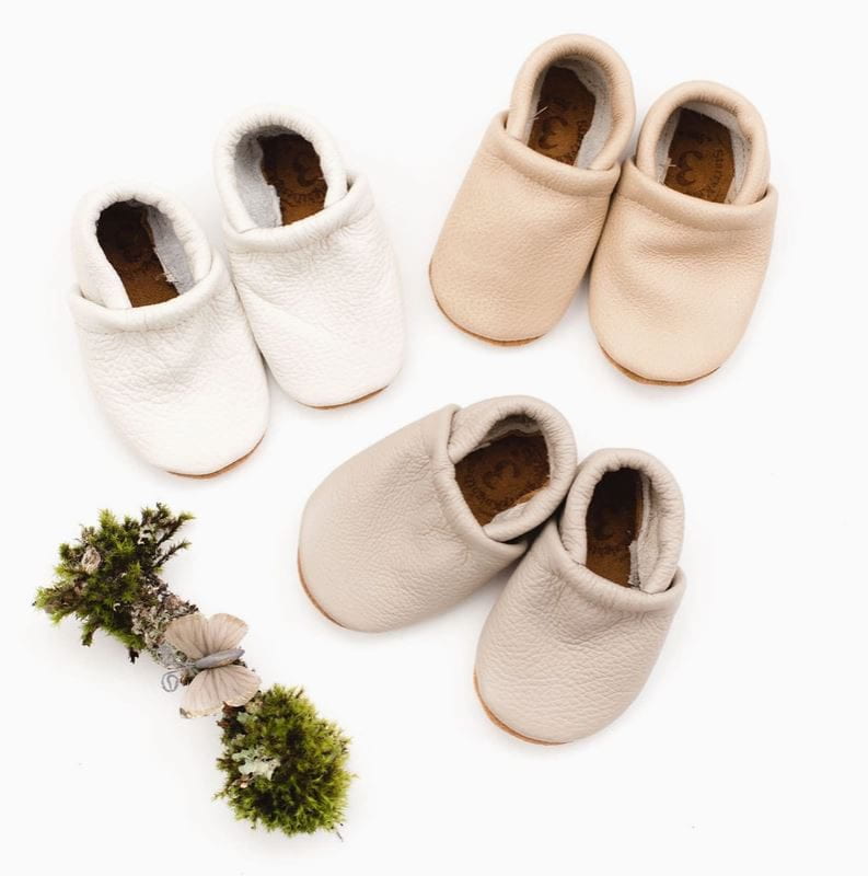 Starry Knight Neutrals Leather Loafers Infant Baby Booties - Milk Baby Shoes Starry Knight Designs   