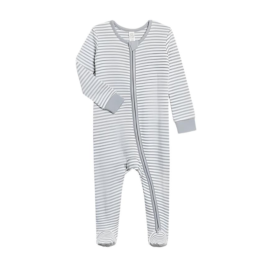 Colored Organics Peyton Footed Sleeper- Mist Stripe Footie Colored Organics   