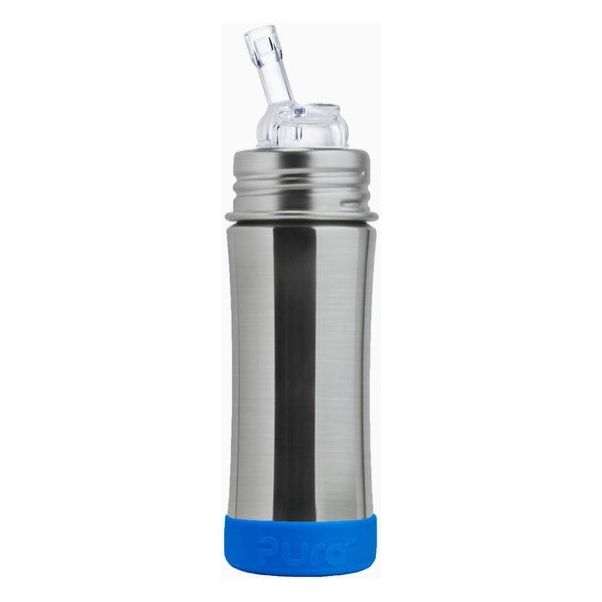 Pura Non Insulated Straw Cup w/ Sleeve - Ocean Blue Bumper Bottles & Sippies Pura Stainless   