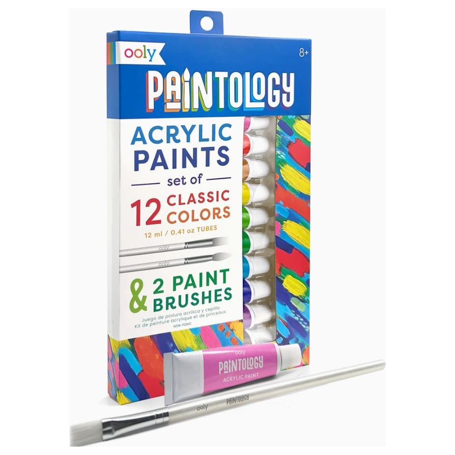 Ooly Paintology Acrylic Paints + 2 Brushes - Classic Colors Paint Ooly   