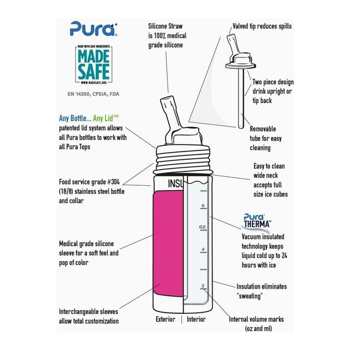 Pura Insulated Straw Cup Slate Bumper Bottles & Sippies Pura Stainless   