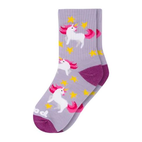 Pacas Kids' Crew Socks - Purple Unicorn Socks Pacas Size 8C-13C  