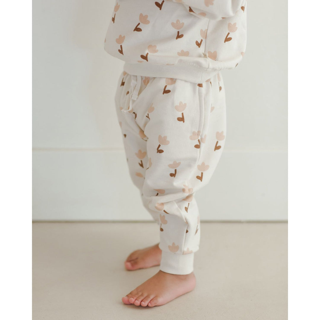 Quincy Mae Ruffle Fleece Sweatpant- Tulips Tops & Bottoms Quincy Mae   