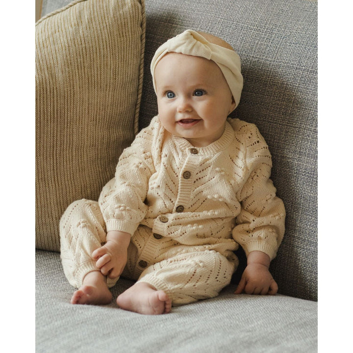 Quincy Mae Long Sleeve Bobble Romper - Natural Romper Quincy Mae   