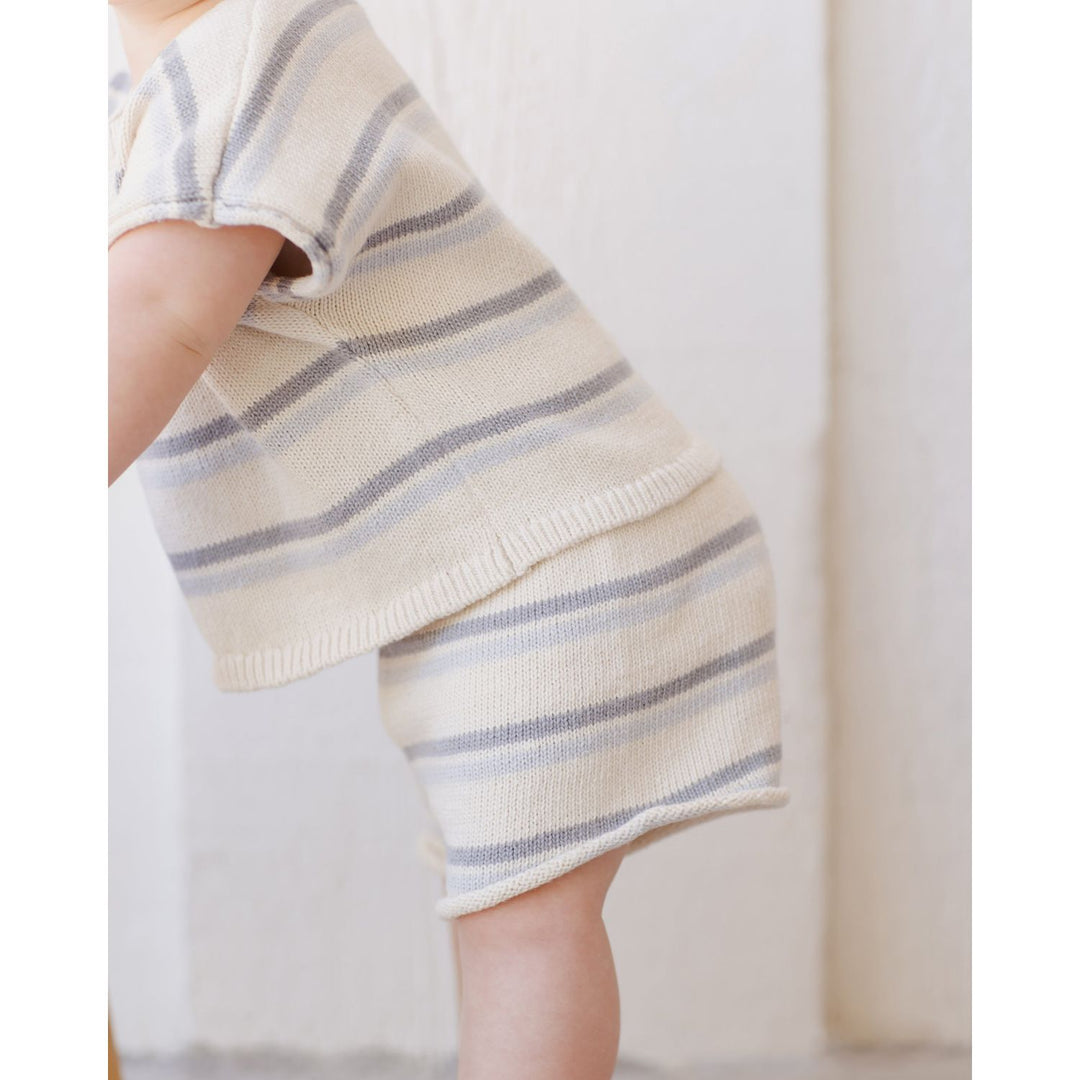 Quincy Mae Relaxed Summer Knit Set - Blue Stripe Tops & Bottoms Quincy Mae