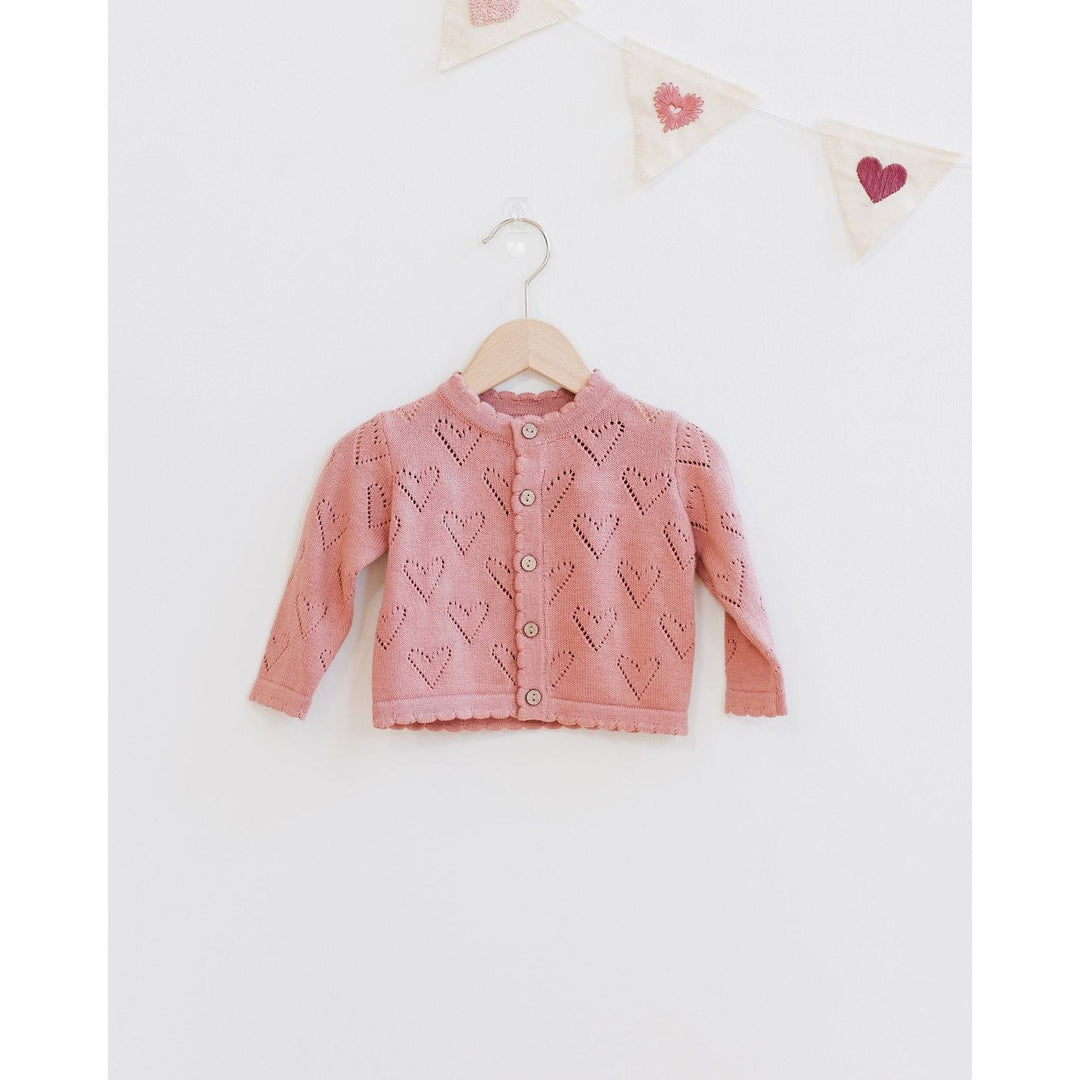 Quincy Mae Knit Cardigan - Lipstick Layette Quincy Mae