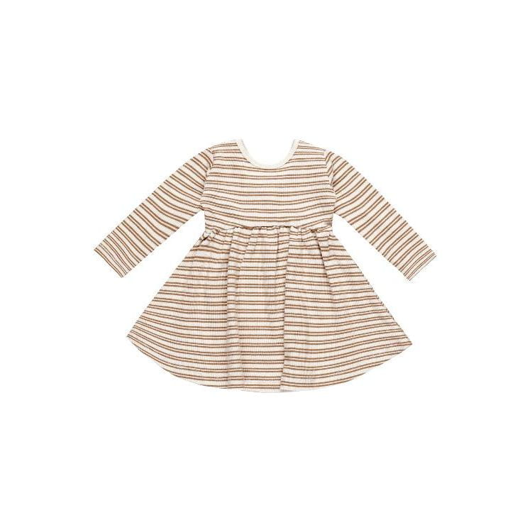 Quincy Mae Ribbed Long Sleeve Dress - Golden Stripe Dresses Quincy Mae   