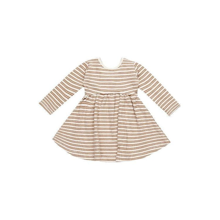 Quincy Mae Ribbed Long Sleeve Dress - Golden Stripe Dresses Quincy Mae   