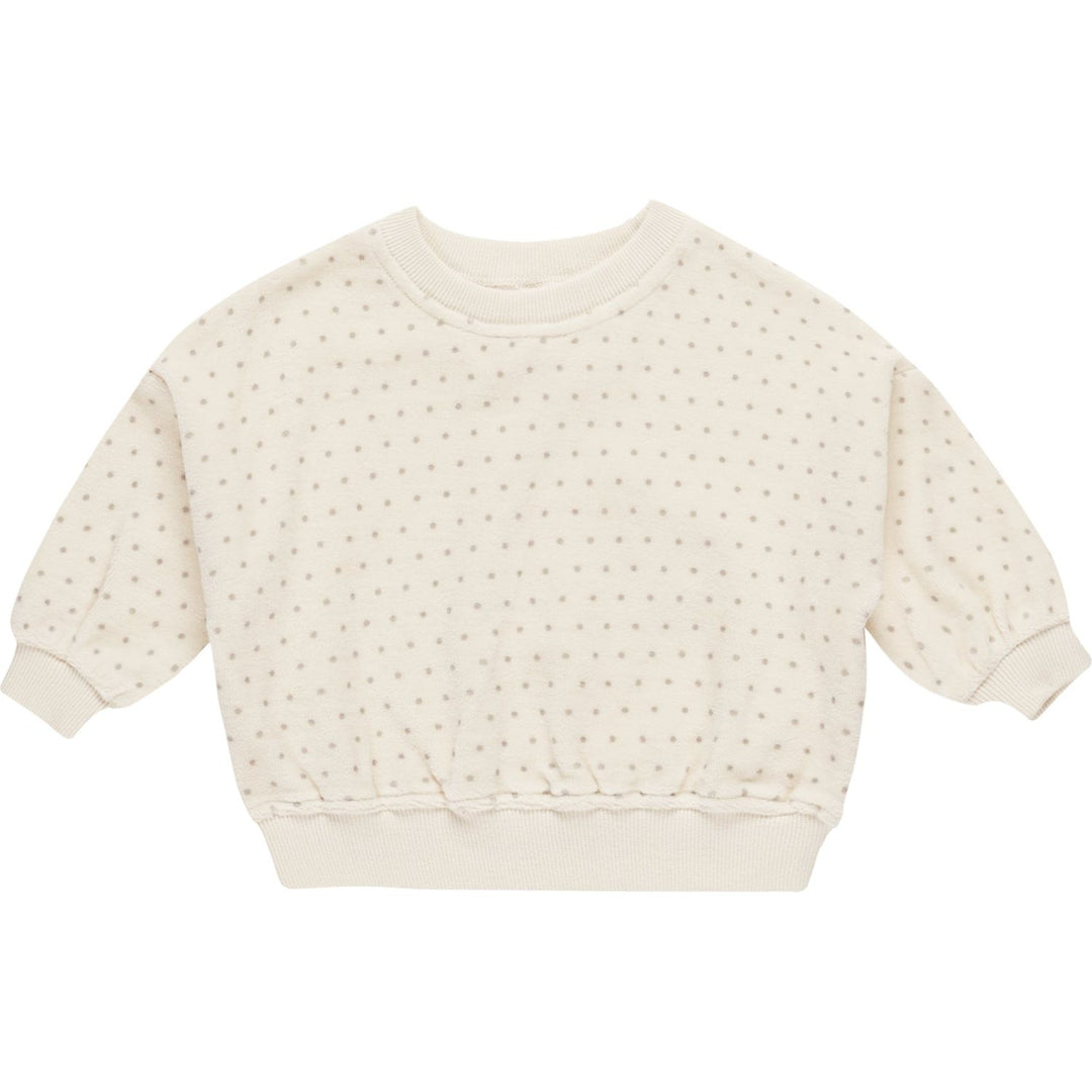 Quincy Mae Velour Relaxed Sweatshirt - Polka Dot Tops & Bottoms Quincy Mae   