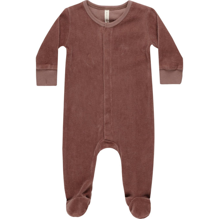 Quincy Mae Velour Hidden Snap Footie - Cranberry Footie Quincy Mae   