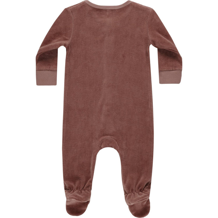 Quincy Mae Velour Hidden Snap Footie - Cranberry Footie Quincy Mae   