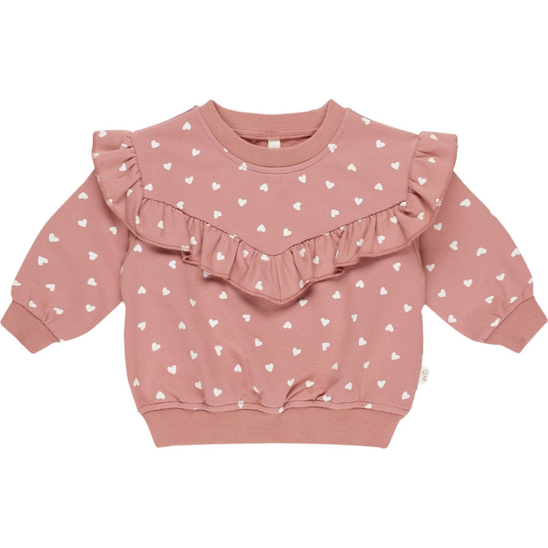 Quincy Mae Ruffle Sweatshirt - Lipstick Hearts Tops & Bottoms Quincy Mae