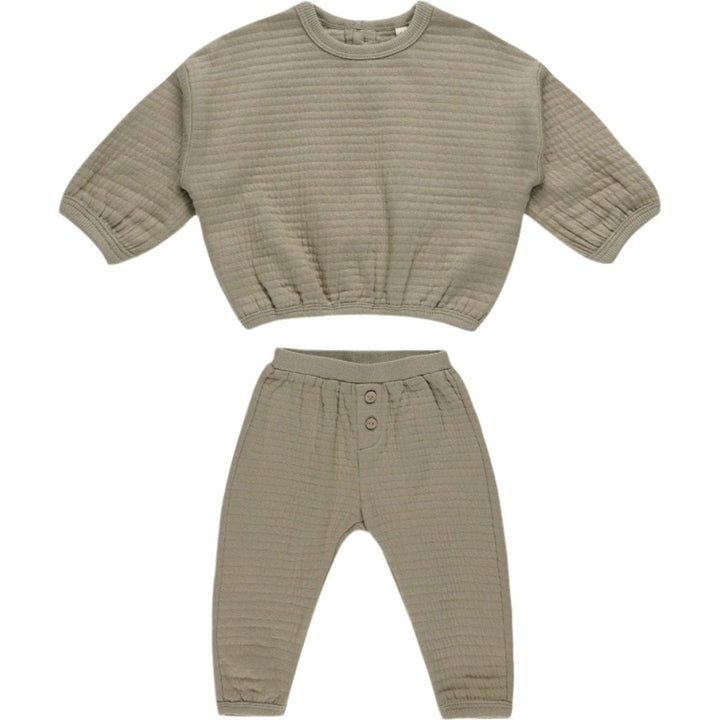 Quincy Mae Textured Sweat Set - Olive Tops & Bottoms Quincy Mae   