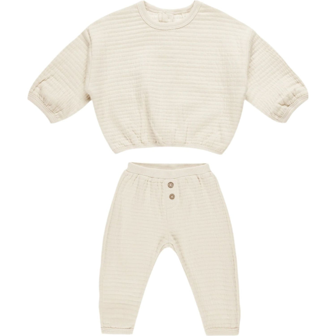 Quincy Mae Textured Sweat Set - Natural Tops & Bottoms Quincy Mae   