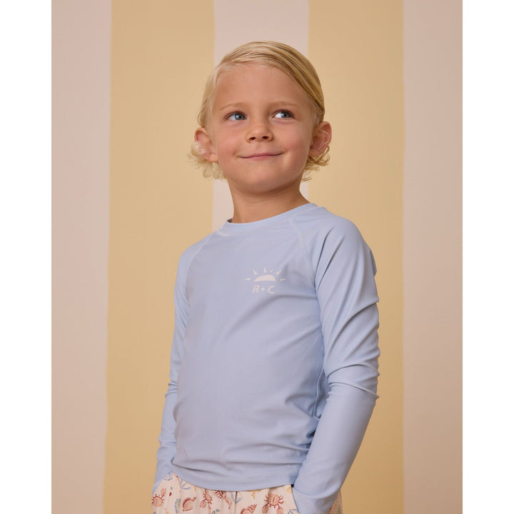 Rylee + Cru Long Sleeve Rashguard- Light Blue Swimwear Rylee + Cru