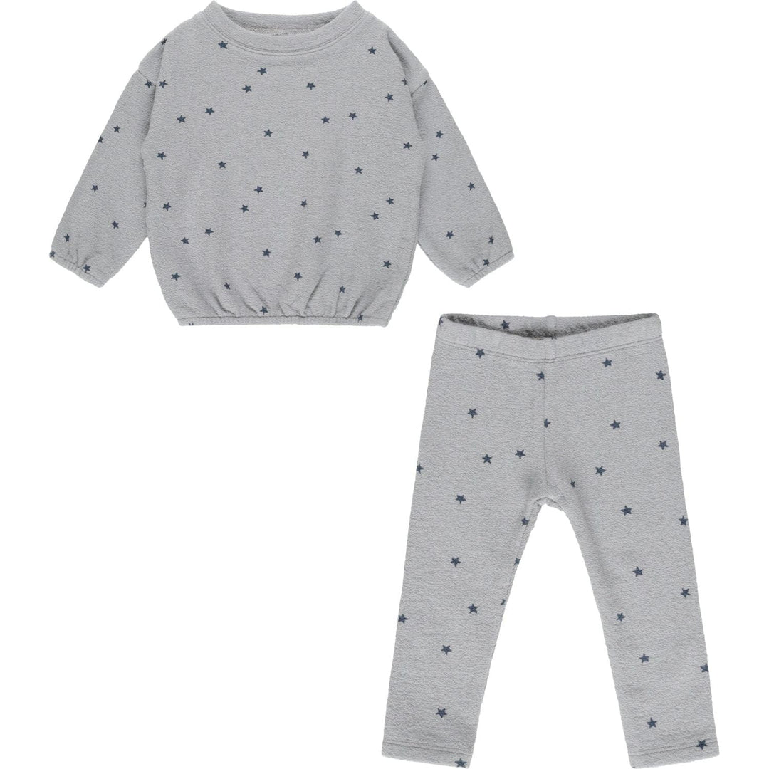 Rylee + Cru Spongey Knit Set- Blue Stars Tops & Bottoms Rylee + Cru   