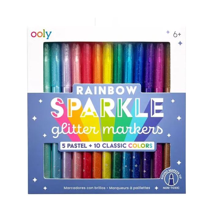 Ooly Rainbow Sparkle Glitter Markers: Set of 15 Markers Ooly   