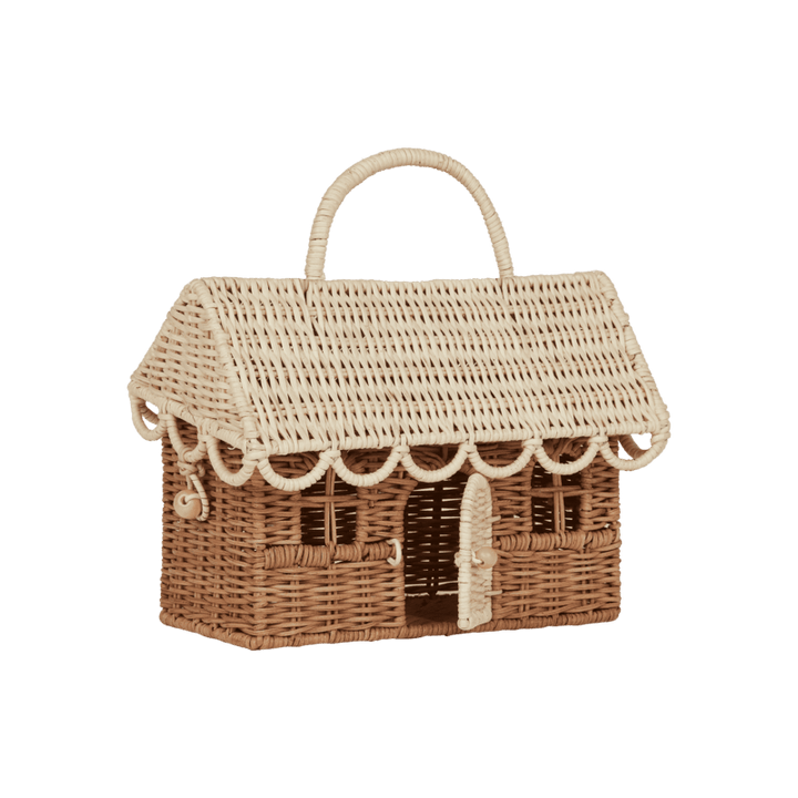 Olli Ella Rattan Gingerbread Casa Clutch - Natural & Straw Baskets Olliella   