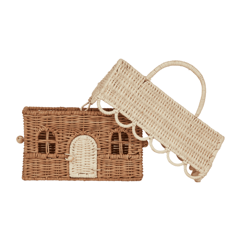 Olli Ella Rattan Gingerbread Casa Clutch - Natural & Straw Baskets Olliella   