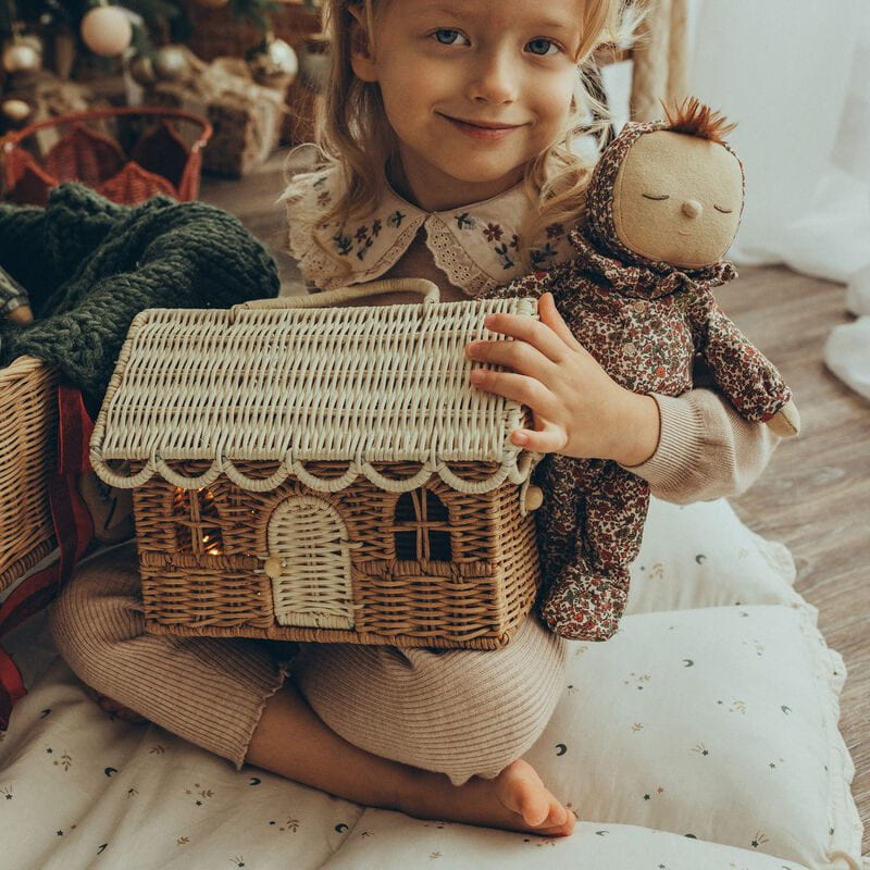 Olli Ella Rattan Gingerbread Casa Clutch - Natural & Straw Baskets Olliella   