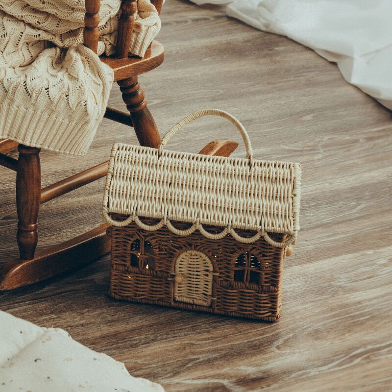 Olli Ella Rattan Gingerbread Casa Clutch - Natural & Straw Baskets Olliella   