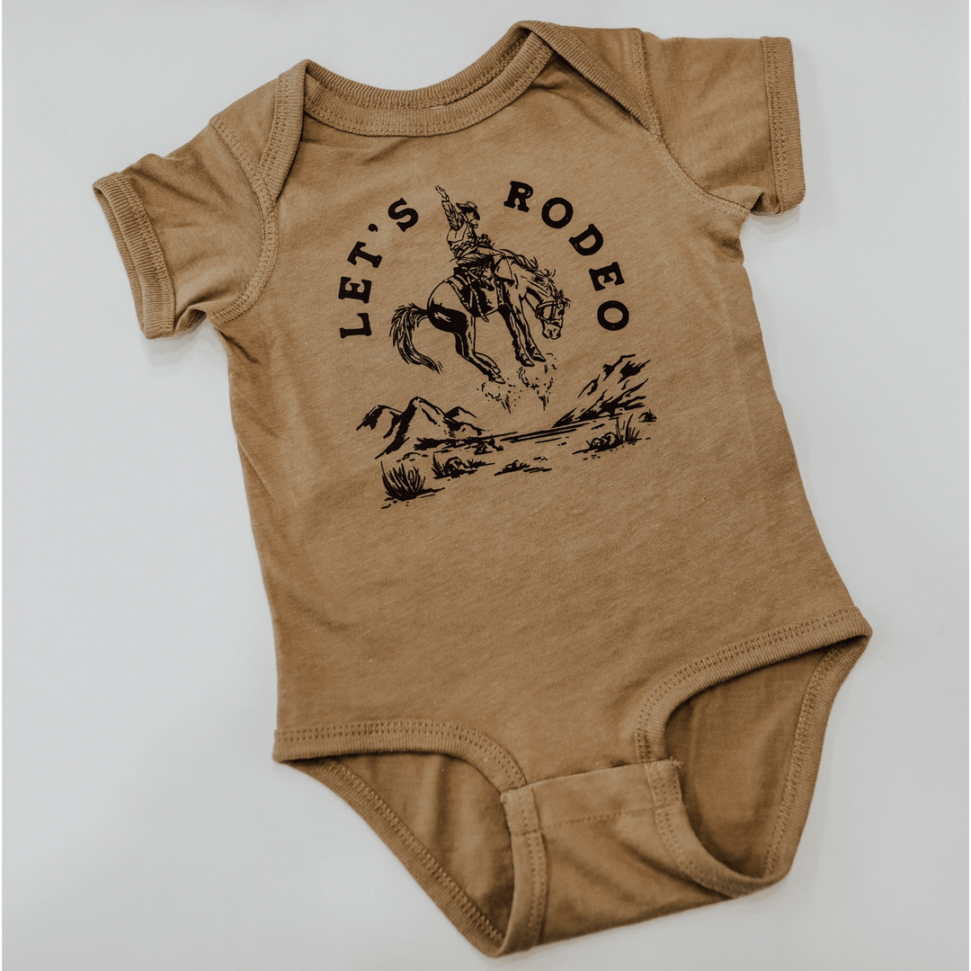 The Montana Scene- Let's Rodeo Onesie, Coyote Brown Tops & Bottoms The Montana Scene 6 Months  