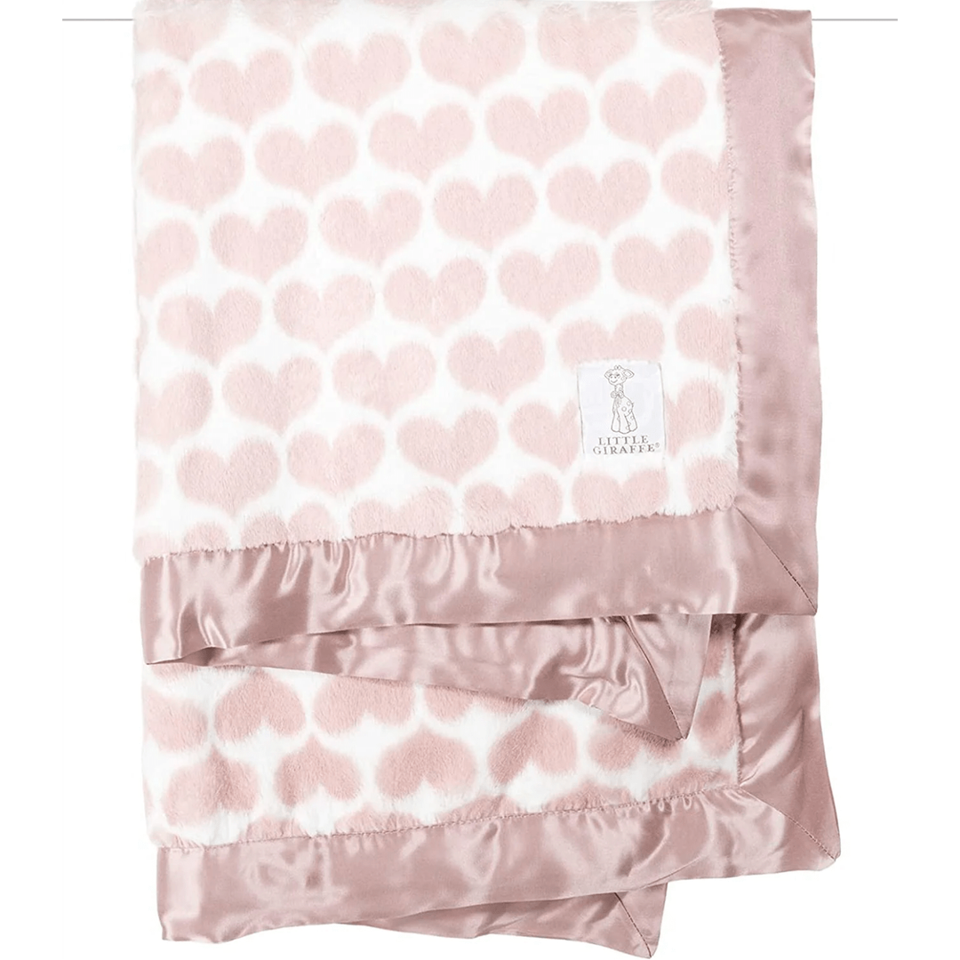 Little Giraffe Luxe Heart Army Blanket Swaddles & Blankets Little Giraffe Dusty Pink  