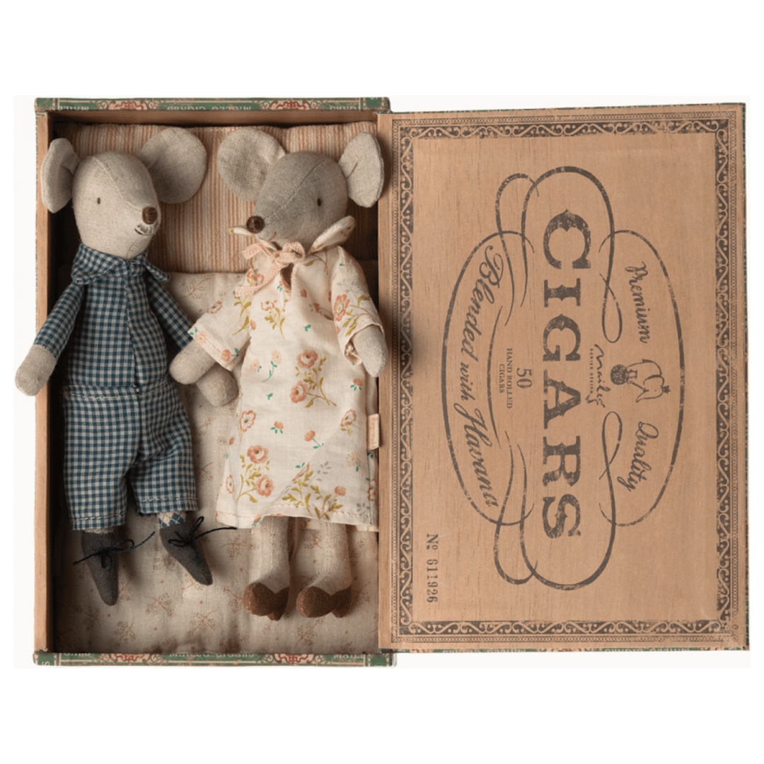 Maileg Grandma and Grandpa Mice in Cigarbox Mice Maileg   