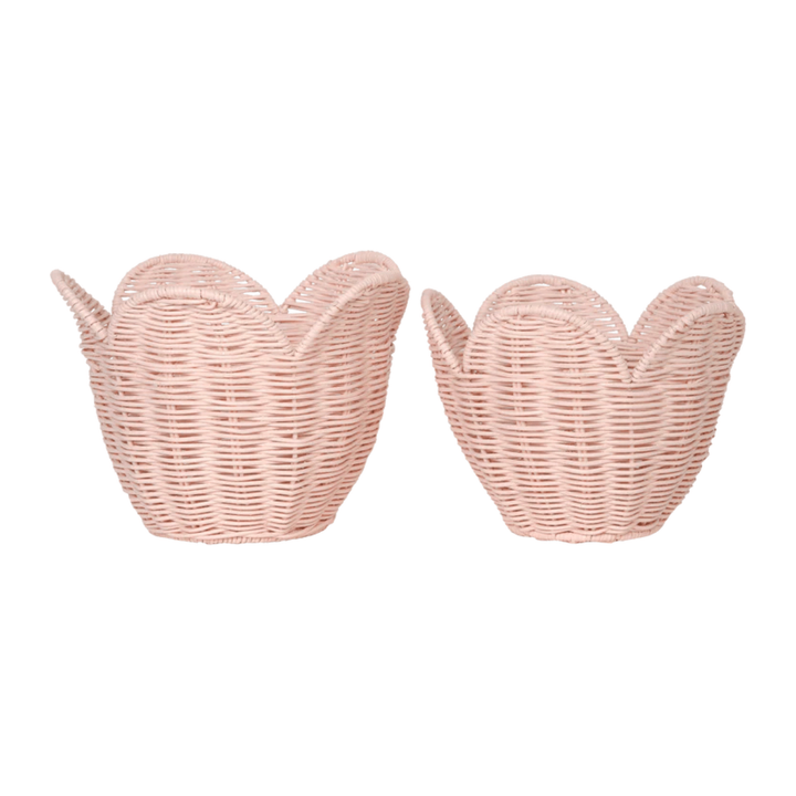 Olli Ella Rattan Lily Basket Set- Blush Baskets Olliella   