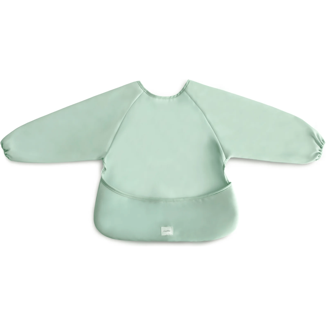 Mushie Long Sleeve Bib Mealtime Mushie Roman Green  