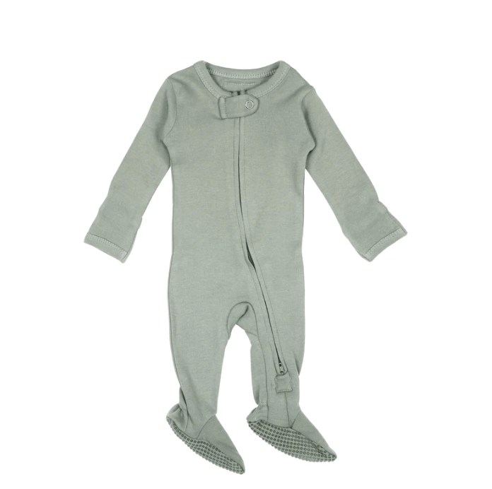 L'ovedbaby Organic 2-Way Zipper Footie Baby Gown L'ovedbaby Newborn Seafoam 